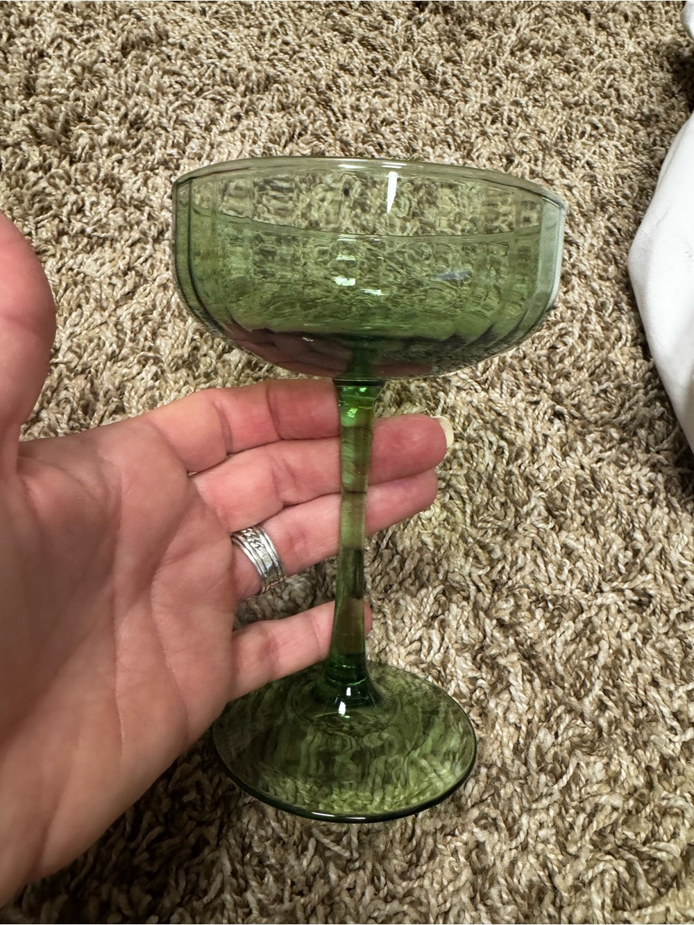 Round House Set of 2 Coupe Glasses. NIB. Green